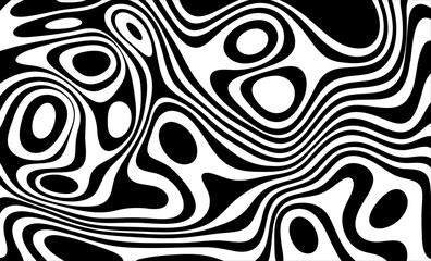 Amazing liquify lines effect on black and white, vector illustration. Eps 10