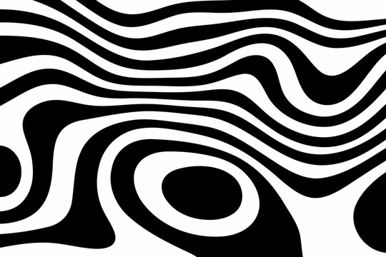 Black and white line pattern abstract background texture. Curvy and wavy backdrop. Eps 10
