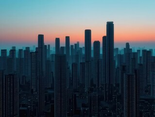 Fototapeta premium A futuristic cityscape with hightech buildings, green energy solutions, and advanced transportation networks