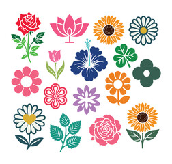 Various Vector Flower Set