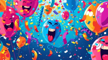 happy celebration festive and joyous illustration depicting celebratory scene with confetti balloons and smiling faces perfect for party invitations and event posters generated illustration