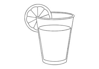 Continuous Line Art of Glass with Lemon Juice &ndash; Minimalist Refreshing Beverage Illustration