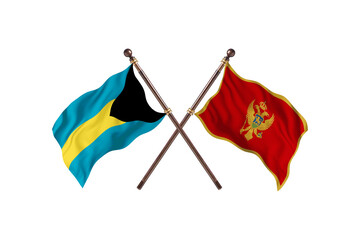Bahamas Versus Montenegro  Two countries Flags background