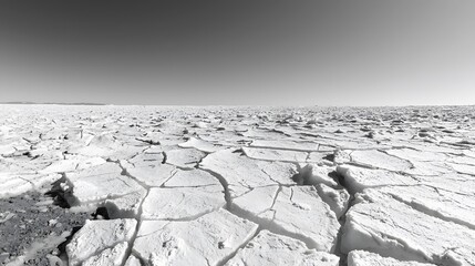 Glacial Silence: A vast ice field stretches to the horizon, its surface cracked and crevassed. The stillness is interrupted only by the occasional creak of shifting ice. 