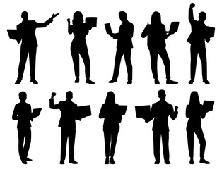 silhouette of business people working on laptop