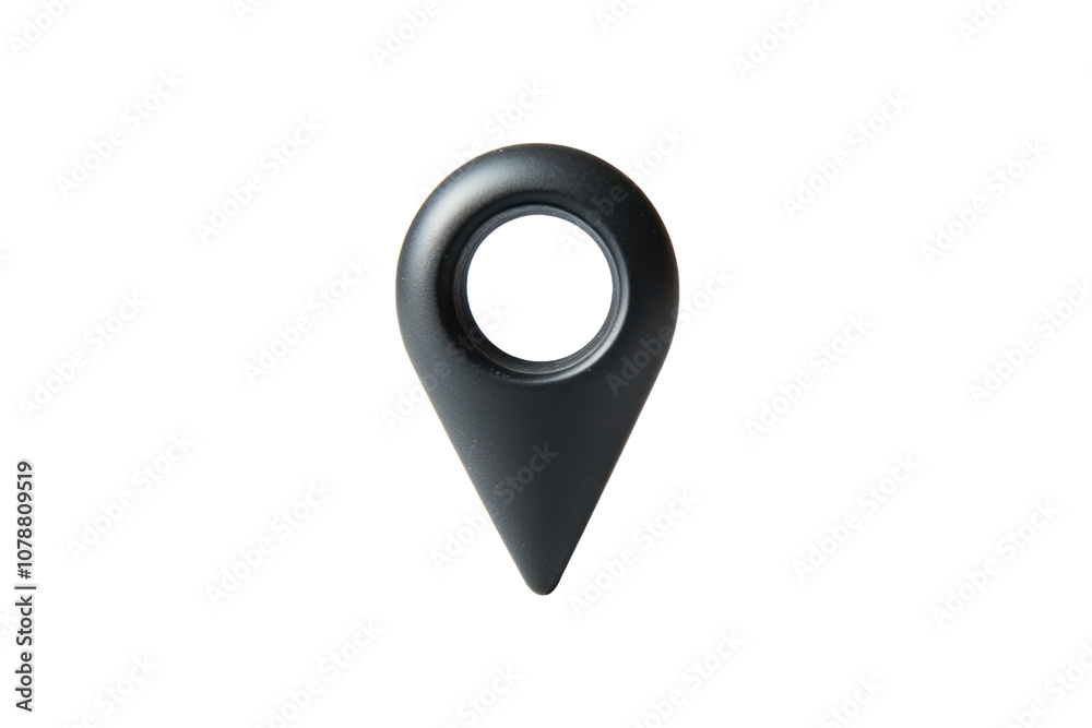 Fototapete minimalist black map pin symbol with a hollow center and smooth edges, shown in a flat design style