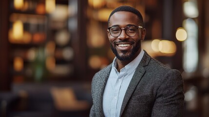 Obraz premium Confident Black Business Leader with a Warm Smile