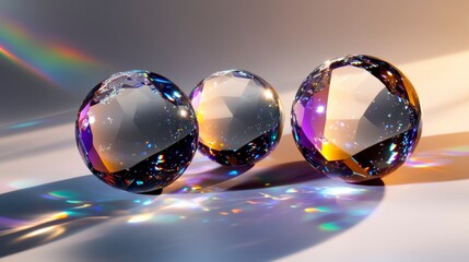 Futuristic Crystal Spheres with Holographic Effects
