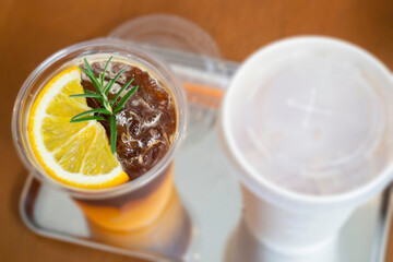 Orange americano iced coffee at indy cafe