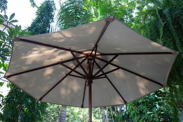 Outdoor coffee shop with natural garden