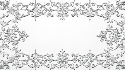 Fototapeta premium Plaster background with intricate floral pattern design, white, artistic, elegant