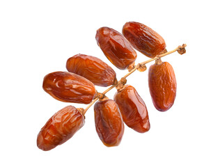 Dried date fruit with stem isolated on white background. Clipping path. © Paitoon