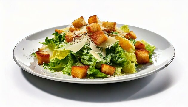 Freigestellter Caesar-Salat mit Croutons und Parmesan &ndash; Klassisches Food-Motiv f&uuml;r Gastronomie