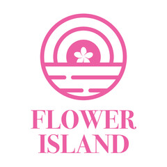 flower island flat minimalist logo design
