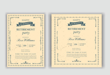 Fototapeta premium Happy retirement party invitation flyer design 
