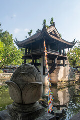 Hanoi, Vietnam, 06-11-2024: the One Pillar Pagoda (Chua Mot Cot), dating from the reign of Emperor Ly Thai Tong (1028-1054), historic Buddhist temple known as one of the most iconic temples in Vietnam