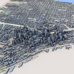 Seattle City Washington United States Map, 3D Rendering