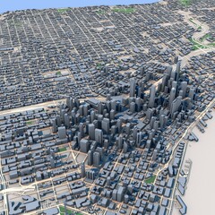 Seattle City Washington United States Map, 3D Rendering