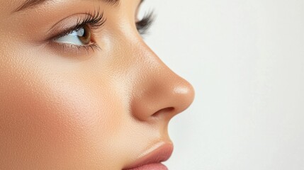 beautiful woman face isolated on white background. Make up Photo