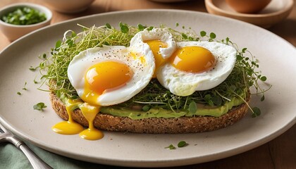 Avocado with fried eggs