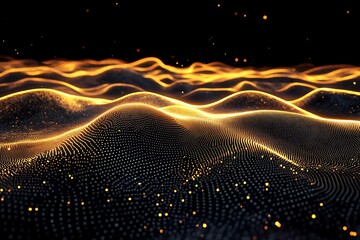 Digital glowing lines on black background