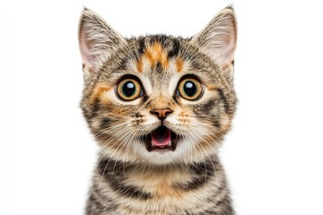 Surprised and furious cat isolated background. Generative Ai