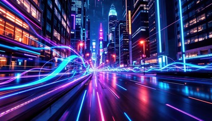 Fototapeta premium Explore the future of shopping how technology is transforming e-commerce in futuristic urban environments