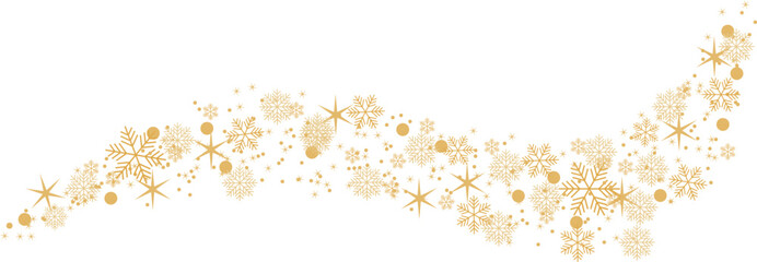 Gold snowflakes and stars on transparent background. Golden snowflakes and stars. New year illustration. Vector EPS 10