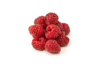 Tasty fresh raspberry isolated on a white background. Top view.