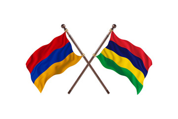 Armenia Versus Mauritius  Two countries Flags background