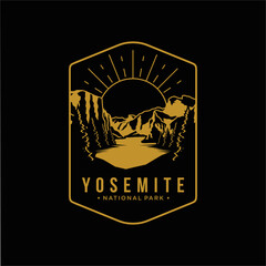Line art Yosemite National Park emblem patch logo illustration