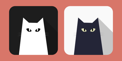 Black and white cat app icons. Cat application icons