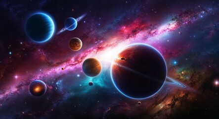 Space galaxy view stars planets nebula cosmic vast colorful universe