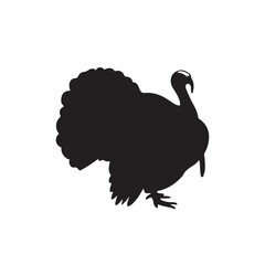 Turkey silhouette, turkey silhouette - vector illustration, Turkey silhouette vector black and white. Turkey logo.