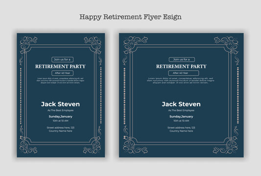 Happy retirement party invitation flyer design 