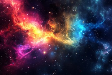 Abstract multicolored fluid in space