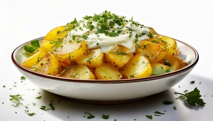 Freigestellter Kartoffelsalat mit Kr&auml;utern &ndash; Traditionelles Food-Motiv f&uuml;r BBQ