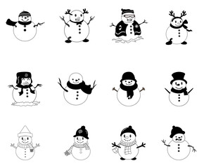 Set christmas outline icons. Holiday symbol. Line Xmas icons collection. Editable