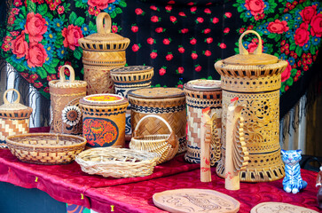 decorative products made of wood and birch bark