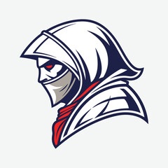 Assassin Head Gaming Mascot Logo Vector Isolated On White Background Ready for Digital and Print Use