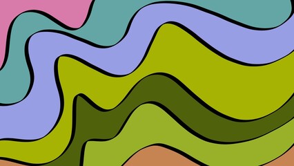 Abstract wavy shapes in vibrant earthy tones with bold outlines
