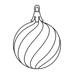 Vector christmas ball doodle style. Hand drawn black and white isolated globe decorative for christmas trees, new year and christmas bauble coloring page. Vector illustration
