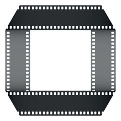 Folded film strip frame isolated on white background. Vector illustration