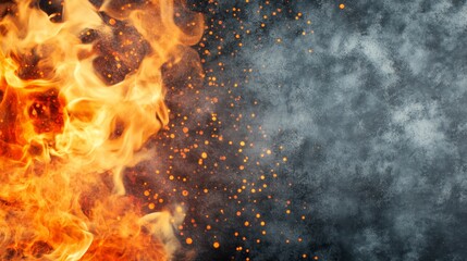 Obraz premium Fiery flames isolated on black background, a striking image of heat, energy, and power for design inspiration