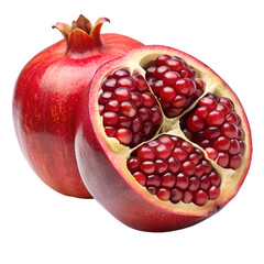 Pomegranate half isolated on white background, top view
