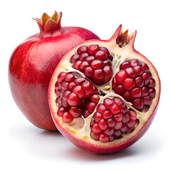 Pomegranate half isolated on white background, top view
