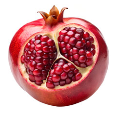 Pomegranate half isolated on white background, top view
