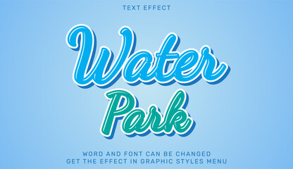 Water park text effect template in 3d design