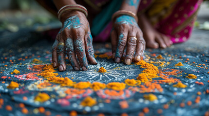 Rangoli with Diya