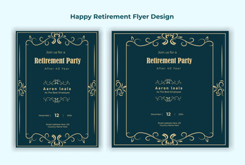 Happy retirement party invitation flyer design 